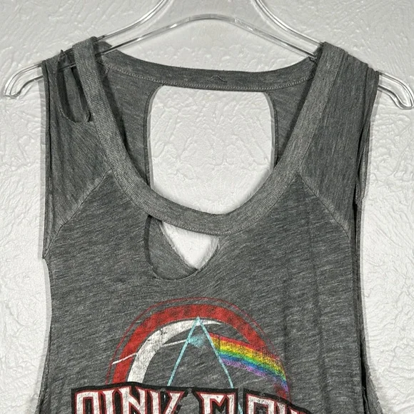 Chaser Grey Distressed Pink Floyd Cut Out Tank Top Women's Size Small - Picture 4 of 7